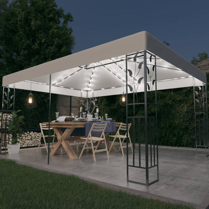 Pavilion Cu Acoperiș Dublu & Șiruri De Lumini Led, , 3X4 M