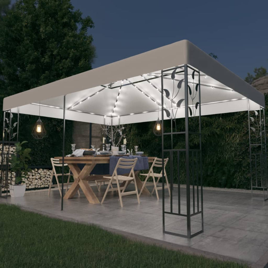 Pavilion Cu Acoperiș Dublu & Șiruri De Lumini Led, , 3X4 M