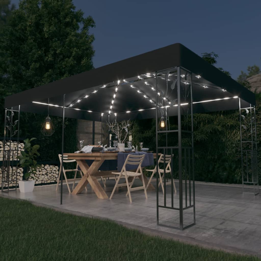 Pavilion Cu Acoperiș Dublu & Șiruri De Lumini Led, , 3X4 M