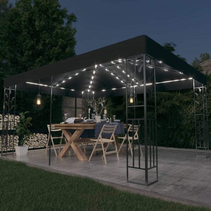 Pavilion Cu Acoperiș Dublu & Șiruri De Lumini Led, , 3X4 M