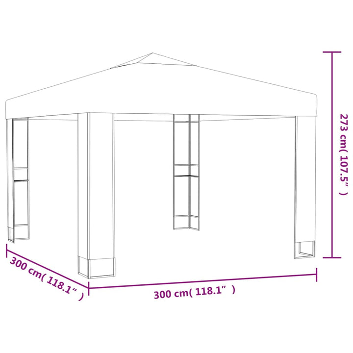 Pavilion Cu Acoperiș Dublu & Lumini Led, , 3X3 M