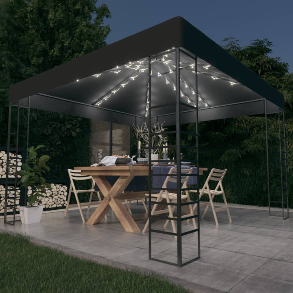 Pavilion De Grădină Cu Șiruri De Lumini Led, , 3X3 M