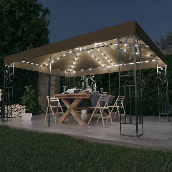 Pavilion Cu Acoperiș Dublu & Șiruri De Lumini Led, , 3X4 M