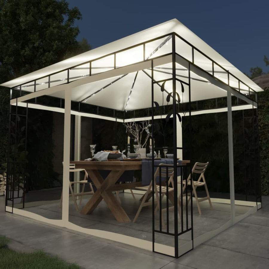 Pavilion Cu Plasă Anti-Țânțari & Lumini Led 3X3X2,73M