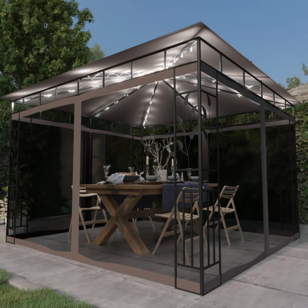 Pavilion Cu Plasă Anti-Țânțari & Lumini Led 3X3X2,73M