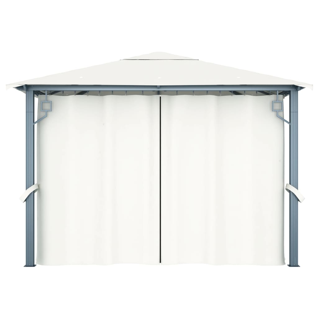 Pavilion Cu Perdele & Șiruri Lumini Led, , 3X3 M, Aluminiu