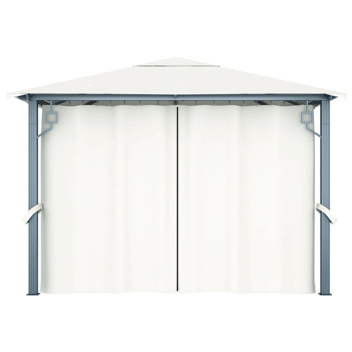Pavilion Cu Perdele & Șiruri Lumini Led, , 3X3 M, Aluminiu