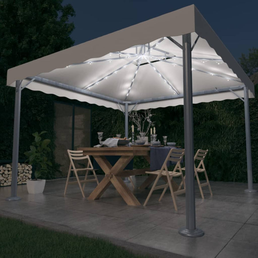 Pavilion Cu Șiruri De Lumini Led, , 300X300 Cm, Aluminiu