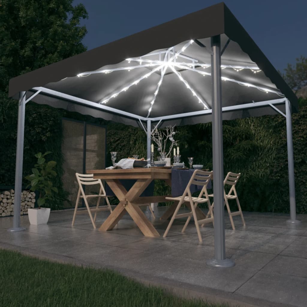 Pavilion Cu Șiruri De Lumini Led, , 300X300 Cm, Aluminiu