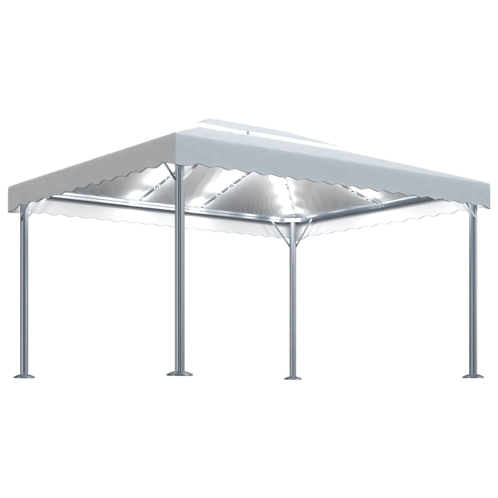 Pavilion Cu Șiruri Lumini Led, , 400X300 Cm, Aluminiu