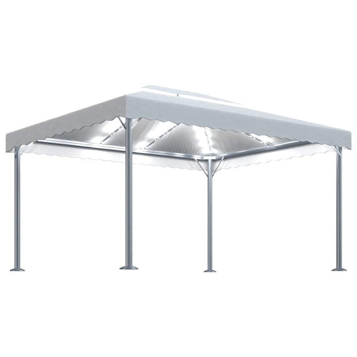 Pavilion Cu Șiruri Lumini Led, , 400X300 Cm, Aluminiu