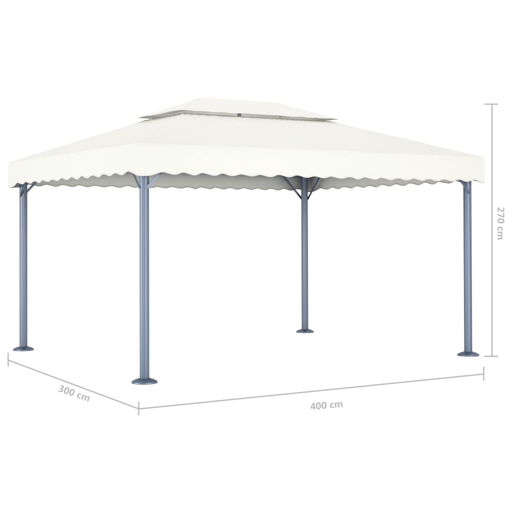 Pavilion Cu Șiruri Lumini Led, , 400X300 Cm, Aluminiu