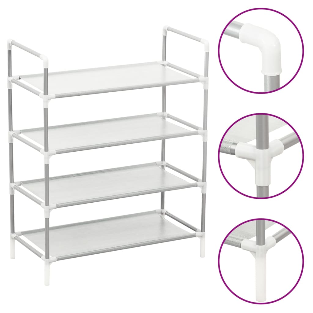 Raft Încălțăminte Cu 4 Rafturi, Metal Și Textil Nețesut,