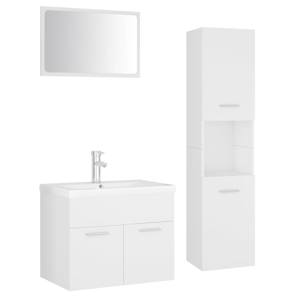 Set Mobilier De Baie, , Lemn Prelucrat Alb