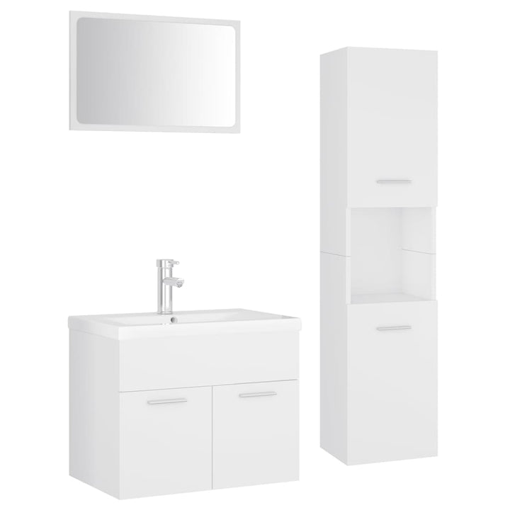 Set Mobilier De Baie, , Lemn Prelucrat Alb
