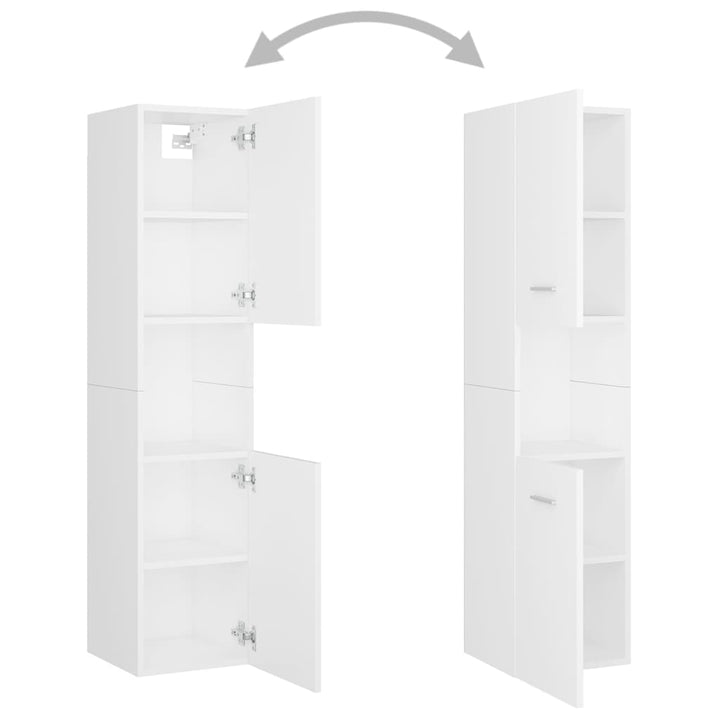 Set Mobilier De Baie, , Lemn Prelucrat Alb