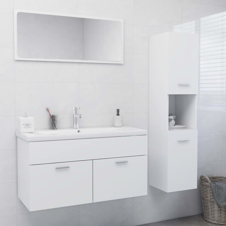 Set Mobilier De Baie, , Lemn Prelucrat Alb