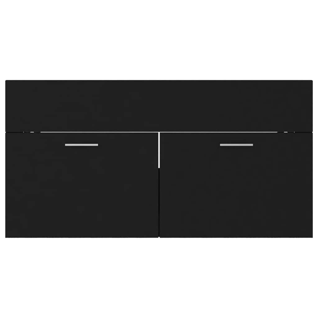 Set Mobilier De Baie, , Lemn Prelucrat Negru
