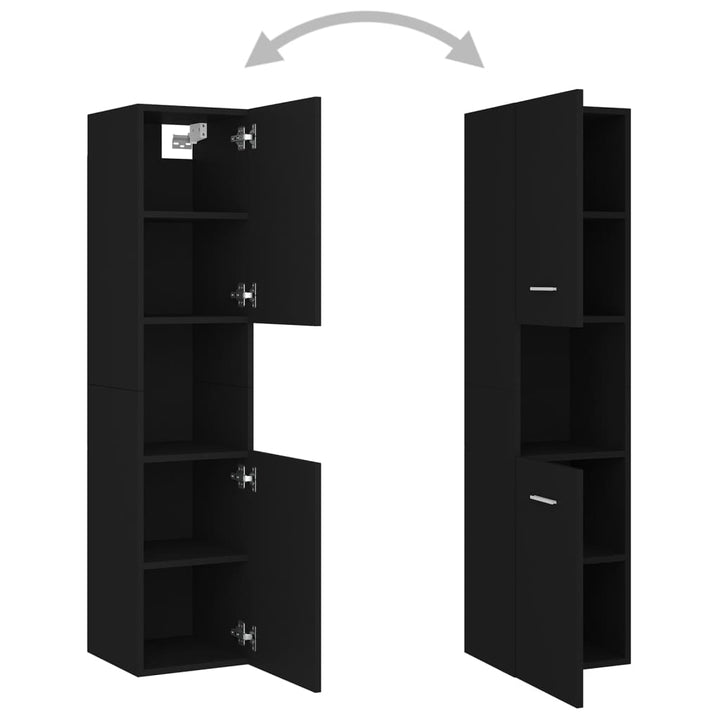 Set Mobilier De Baie, , Lemn Prelucrat Negru