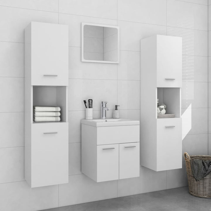 Set Mobilier De Baie, , Lemn Prelucrat Alb