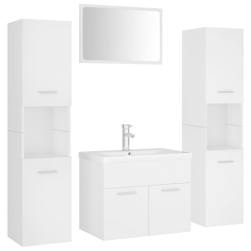 Set Mobilier De Baie, , Lemn Prelucrat Alb