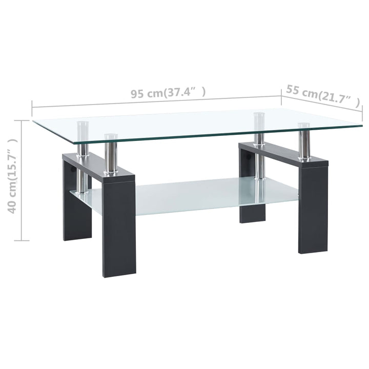 Masă Cafea, Și Transparent, 95X55X40 Cm, Sticlă Securizată