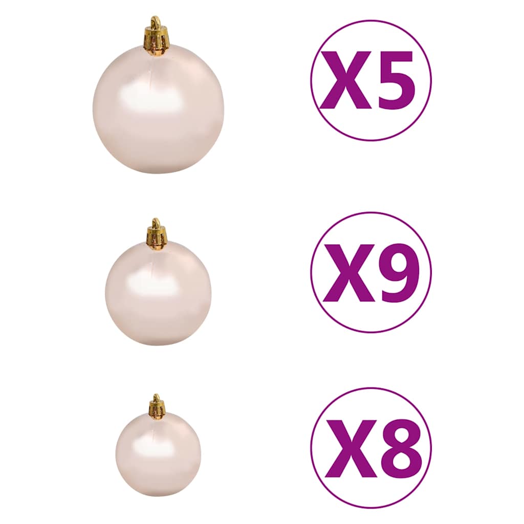 Set Globuri Crăciun Cu Vârf & 150 Led-Uri 61 Piese, Roz Auriu