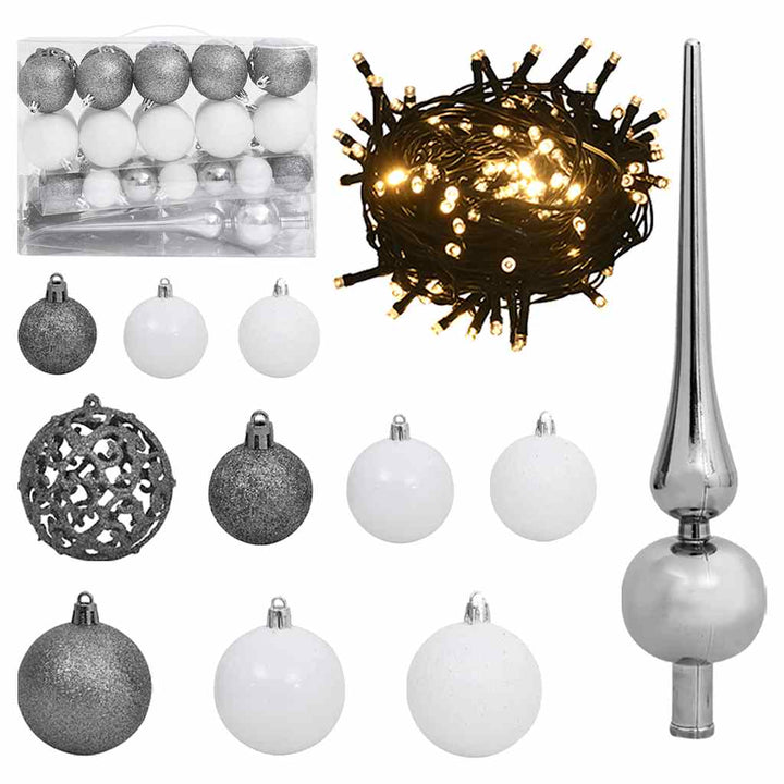 Set Globuri Crăciun Cu Vârf & 150 Led-Uri 61 Piese, Roz Auriu