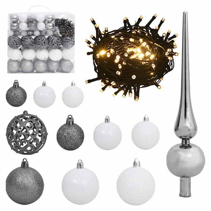 Set Globuri Crăciun Cu Vârf & 150 Led-Uri 61 Piese, Roz Auriu