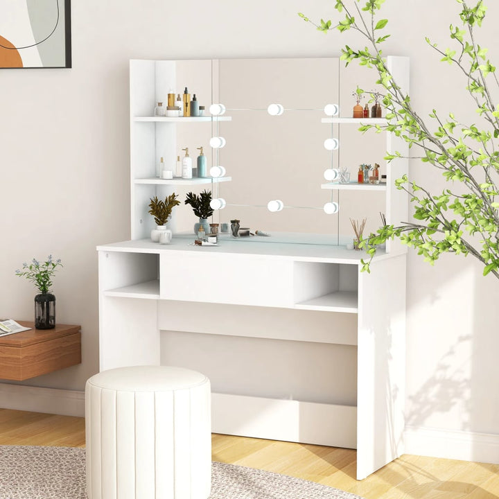 Masă Machiaj Cu Lumini Led, , 100X40X135 Cm , Mdf