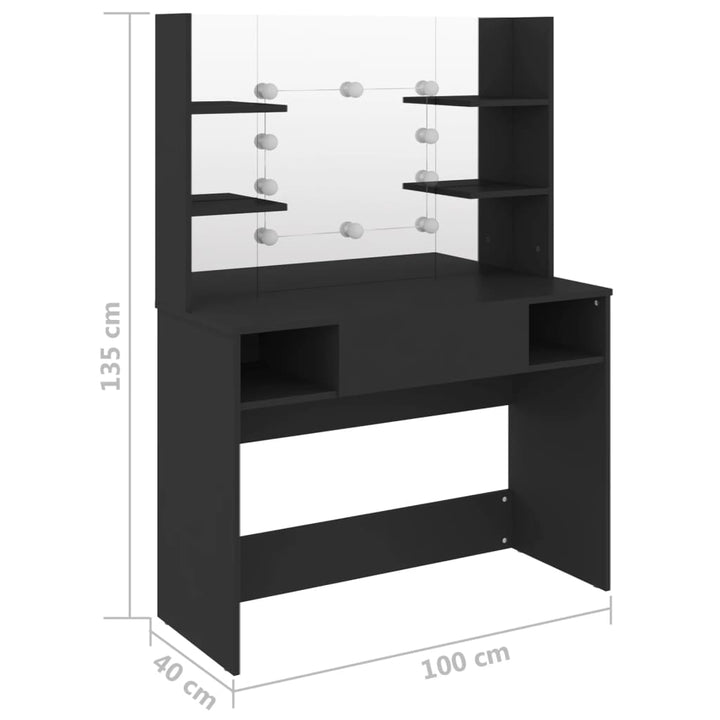 Masă Machiaj Cu Lumini Led, , 100X40X135 Cm , Mdf