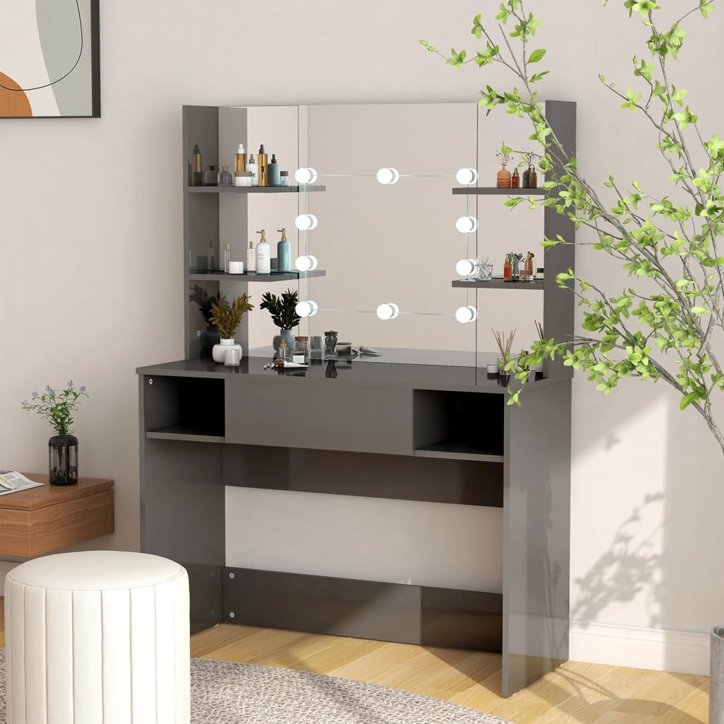 Masă Machiaj Cu Lumini Led, , 100X40X135 Cm , Mdf
