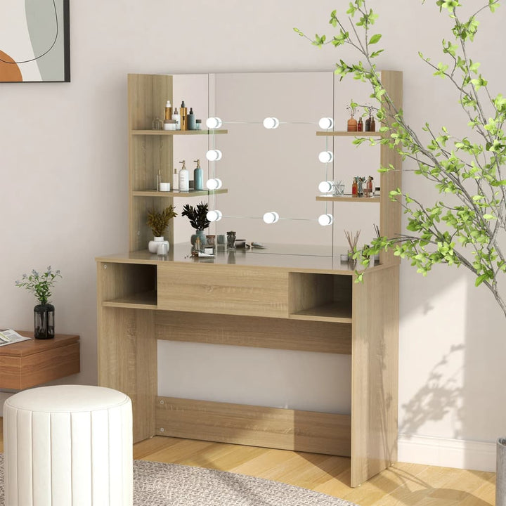 Masă Machiaj Cu Lumini Led, , 100X40X135 Cm , Mdf