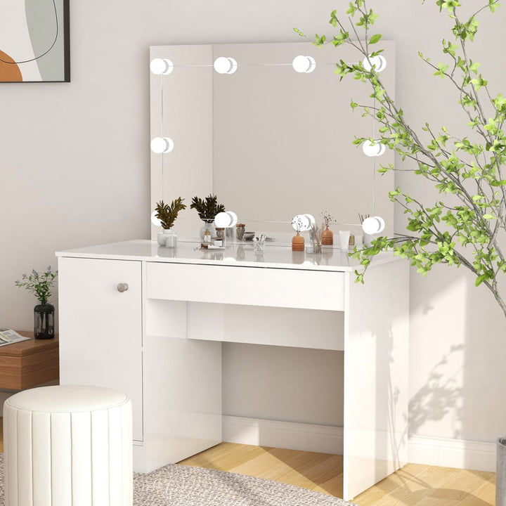 Masă De Machiaj Cu Lumini Led, , 110X55X145 Cm, Mdf