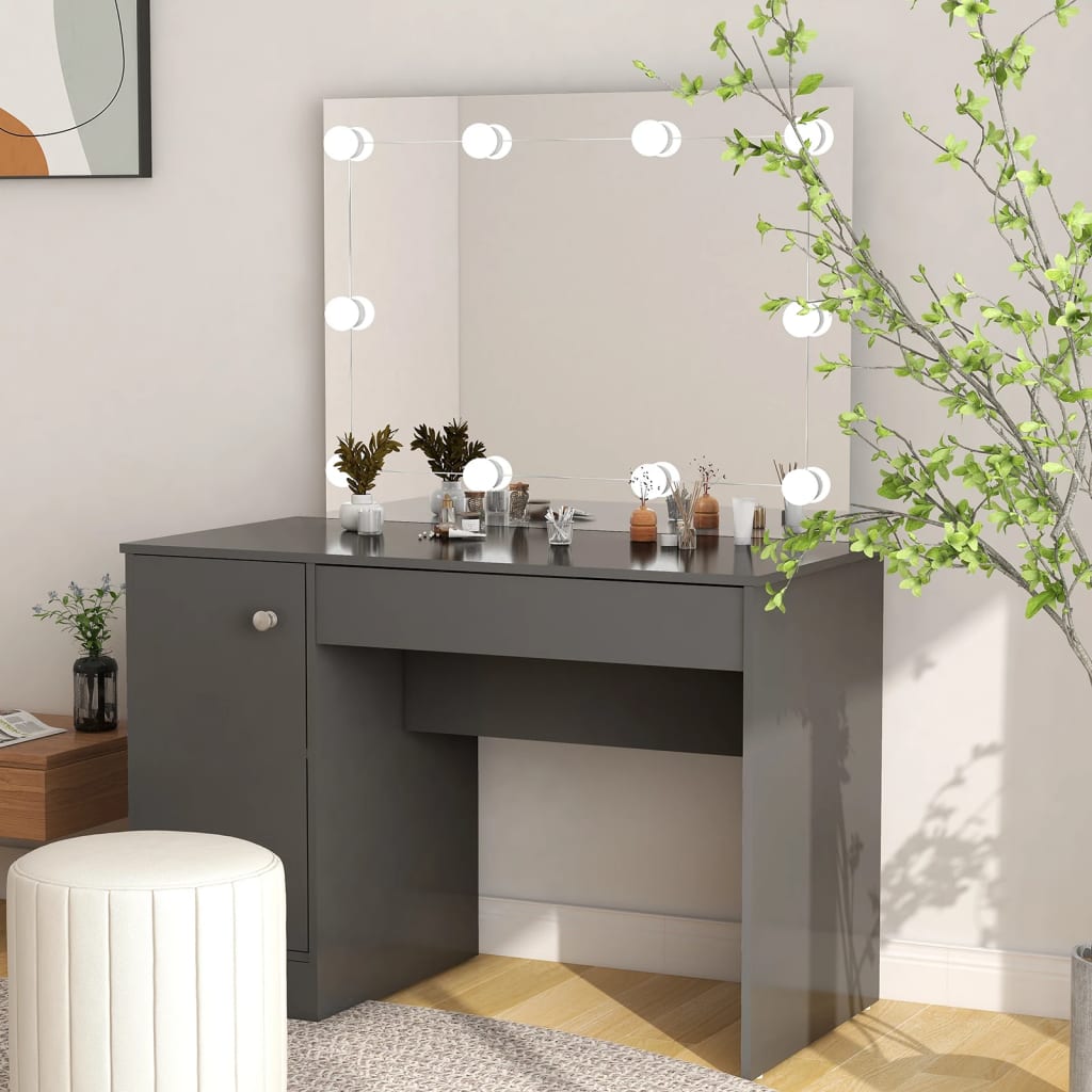 Masă De Machiaj Cu Lumini Led, , 110X55X145 Cm, Mdf