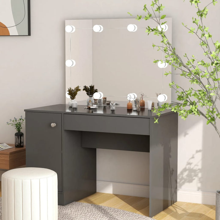 Masă De Machiaj Cu Lumini Led, , 110X55X145 Cm, Mdf