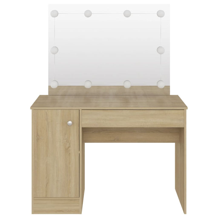 Masă De Machiaj Cu Lumini Led, , 110X55X145 Cm, Mdf
