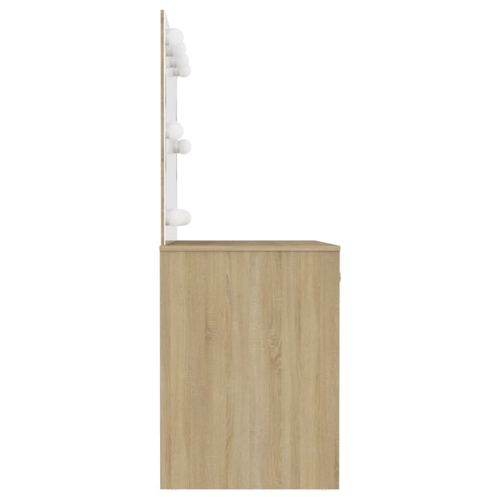 Masă De Machiaj Cu Lumini Led, , 110X55X145 Cm, Mdf