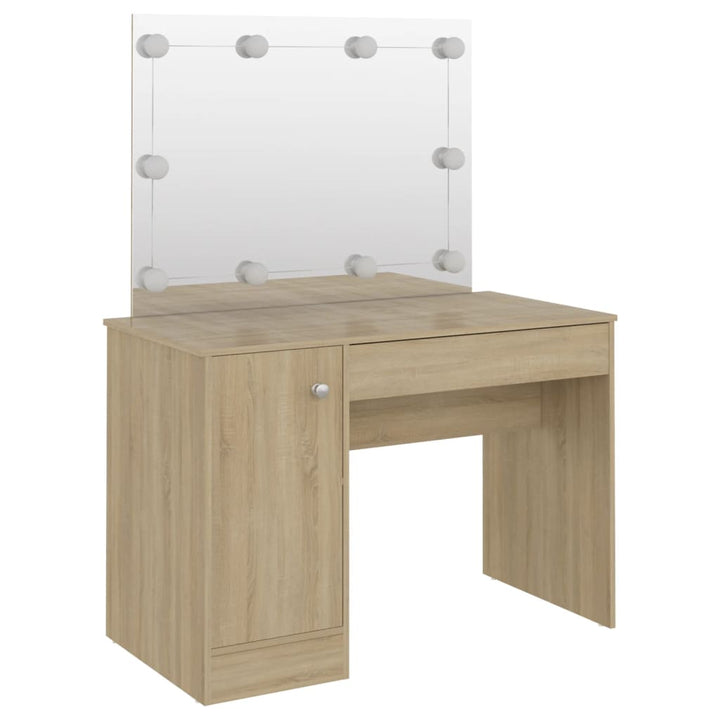 Masă De Machiaj Cu Lumini Led, , 110X55X145 Cm, Mdf