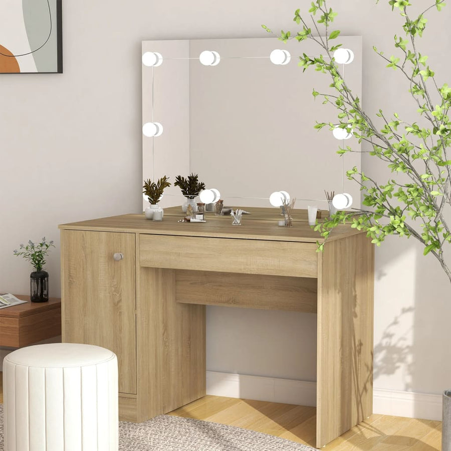 Masă De Machiaj Cu Lumini Led, , 110X55X145 Cm, Mdf