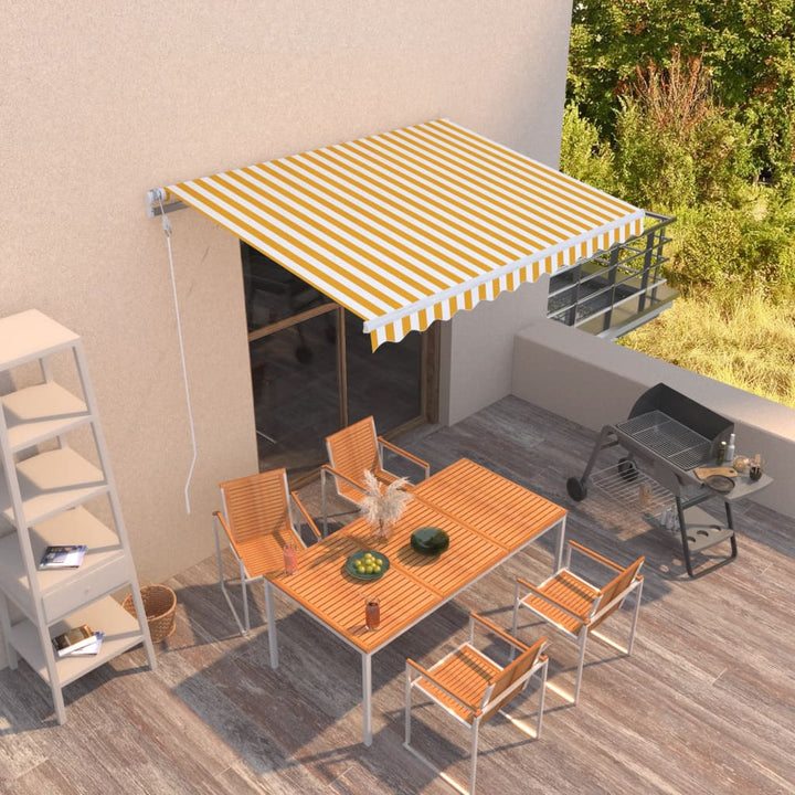 Copertină Retractabilă Automat, Portocaliu & Maro,