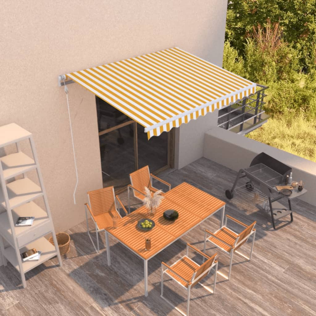 Copertină Retractabilă Automat, Portocaliu & Maro,