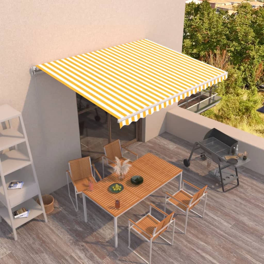Copertină Retractabilă Manual, Portocaliu & Maro,