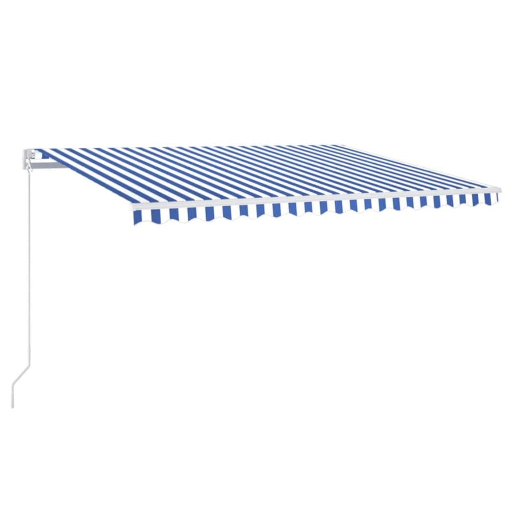 Copertină Retractabilă Manual Cu Led, Albastru/Alb,