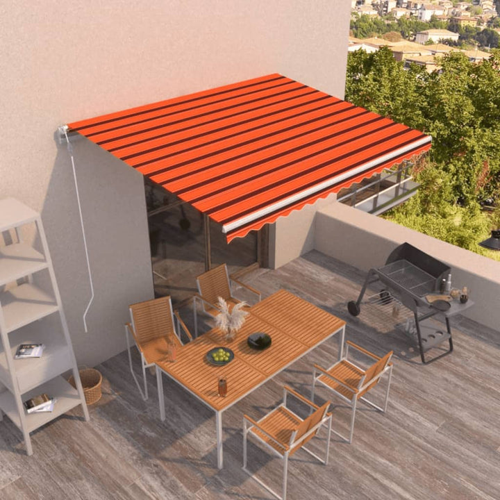 Copertină Retractabilă Automat, Portocaliu & Maro,