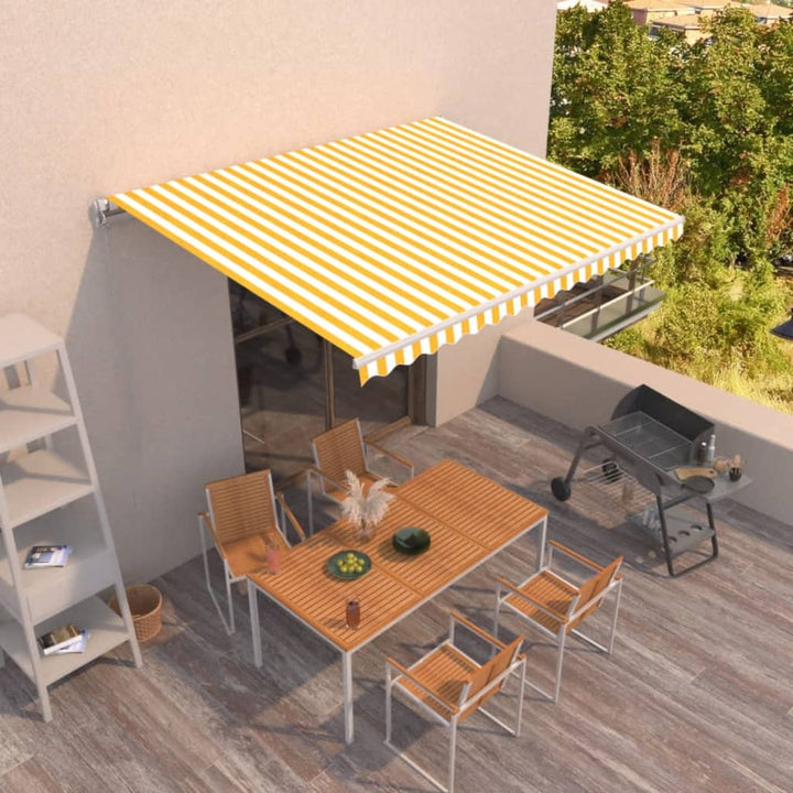 Copertină Retractabilă Manual, Portocaliu & Maro,