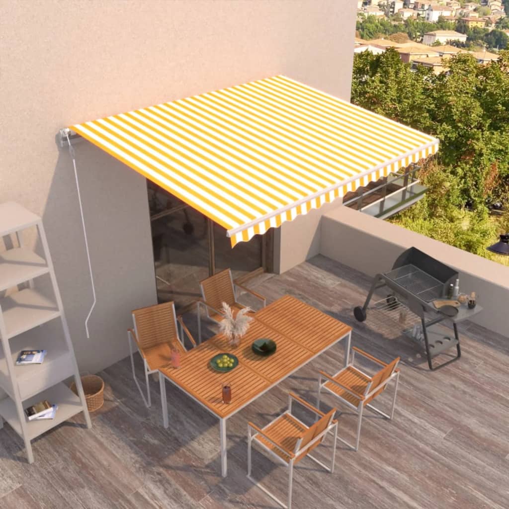 Copertină Retractabilă Automat, Portocaliu & Maro,