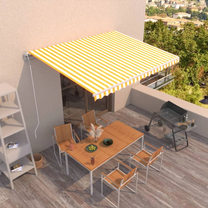 Copertină Retractabilă Automat, Portocaliu & Maro,