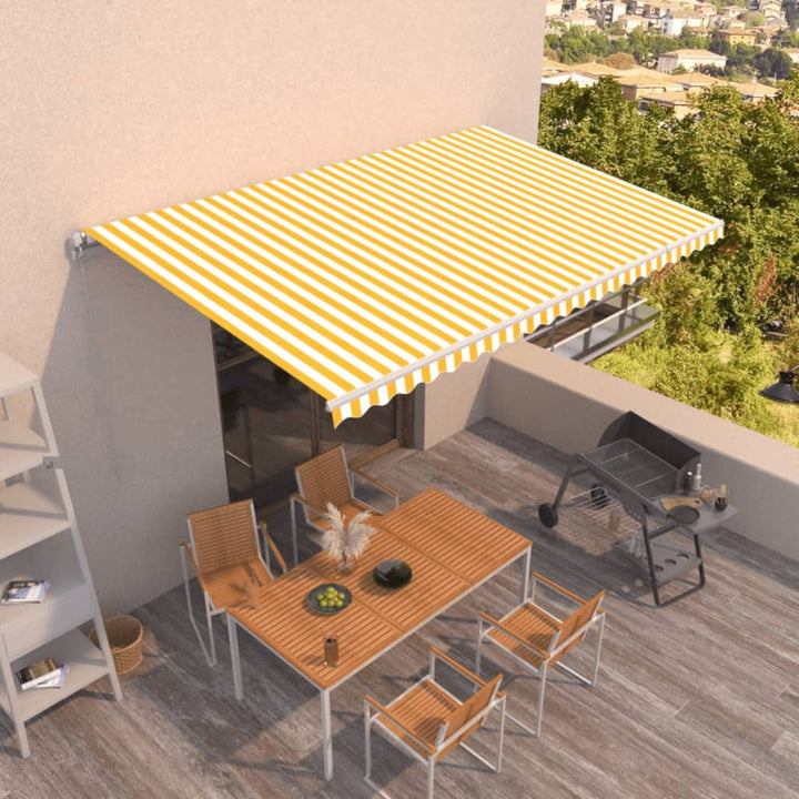 Copertină Retractabilă Manual, Portocaliu & Maro,