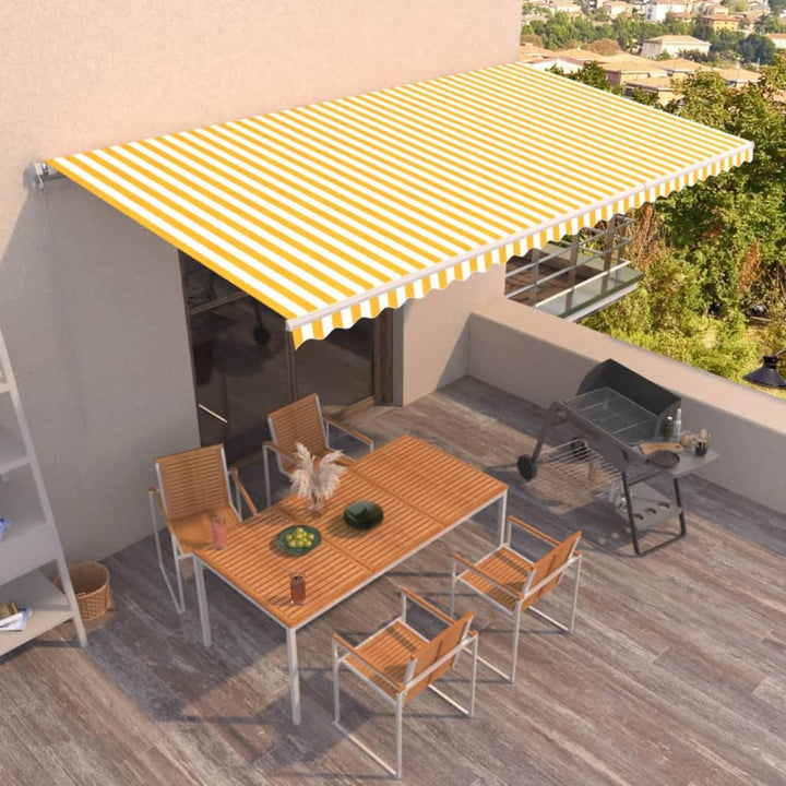 Copertină Retractabilă Manual, Portocaliu & Maro,